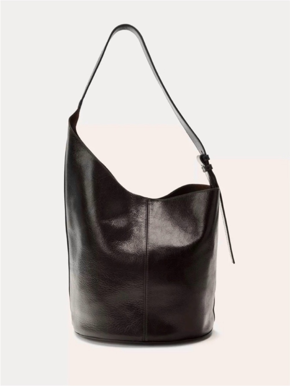 ZARA Asymmetrical leather shoulder bucket bag